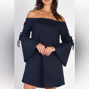 Off Shoulder Navy Dress